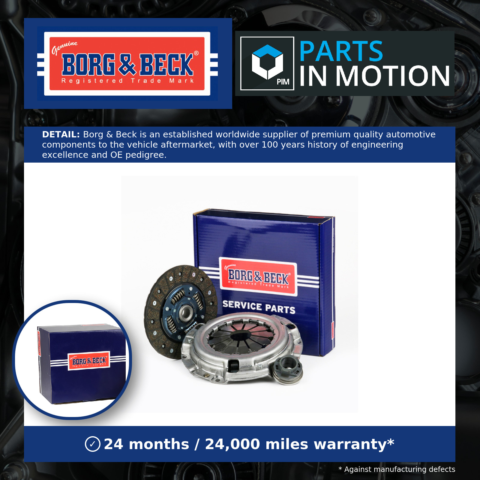 Clutch Kit 3pc (Cover+Plate+Releaser) HK6588 Borg & Beck Top Quality Guaranteed