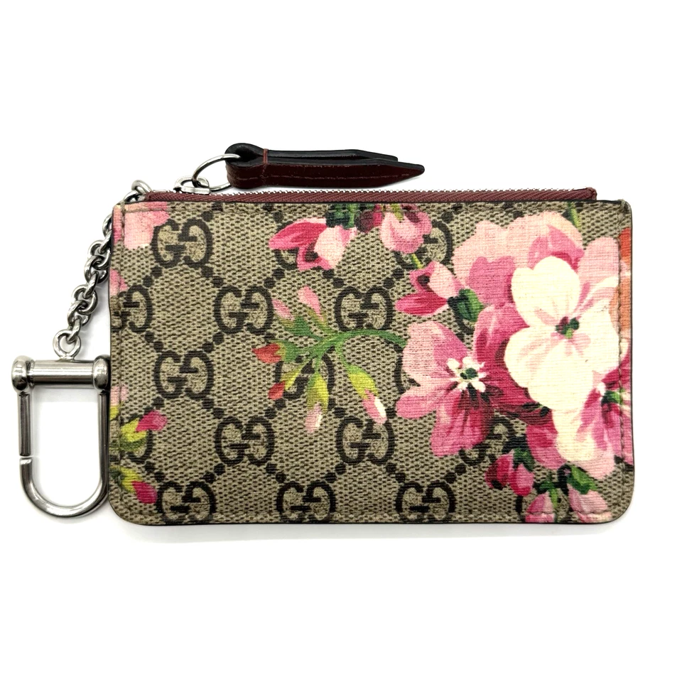 Portamonete Gucci Blooms Flower Pink GG Supreme PVC tela autentico - Immagine 2 di 4