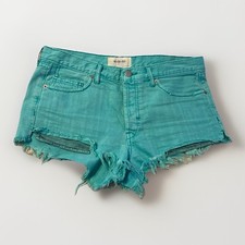 Free People We The Free Denim Cut-off Shorts Button Fly Mint Green 27