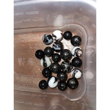 21 Vintage Glass Marbles LOT Black White Brown LOT Z