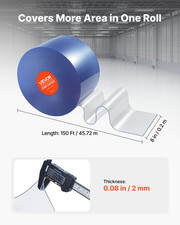 VEVOR Clear PVC Strip Curtain - 150 ft x 8 in, Heavy-Duty Plastic Door Strip Rol