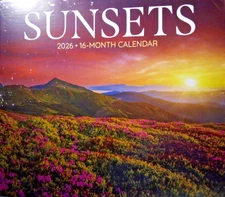 2026 Sunsets 16 Month Wall Calendar 11"x20" Open Home Office Organizer FREE S/H!