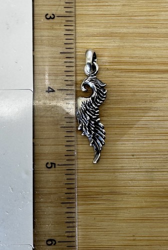Flying Phoenix Design Oxidized Pendant STERLING SILVER 925 9.5g 18x48mm SP245 - Picture 3 of 21