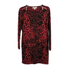 Michael Michael Kors Bodycon Stretch Dress Women’s Small Black Red Animal Print 
