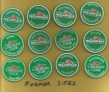 12 Caravan Club Site Badges. Various Former  Sites in   England - see photo