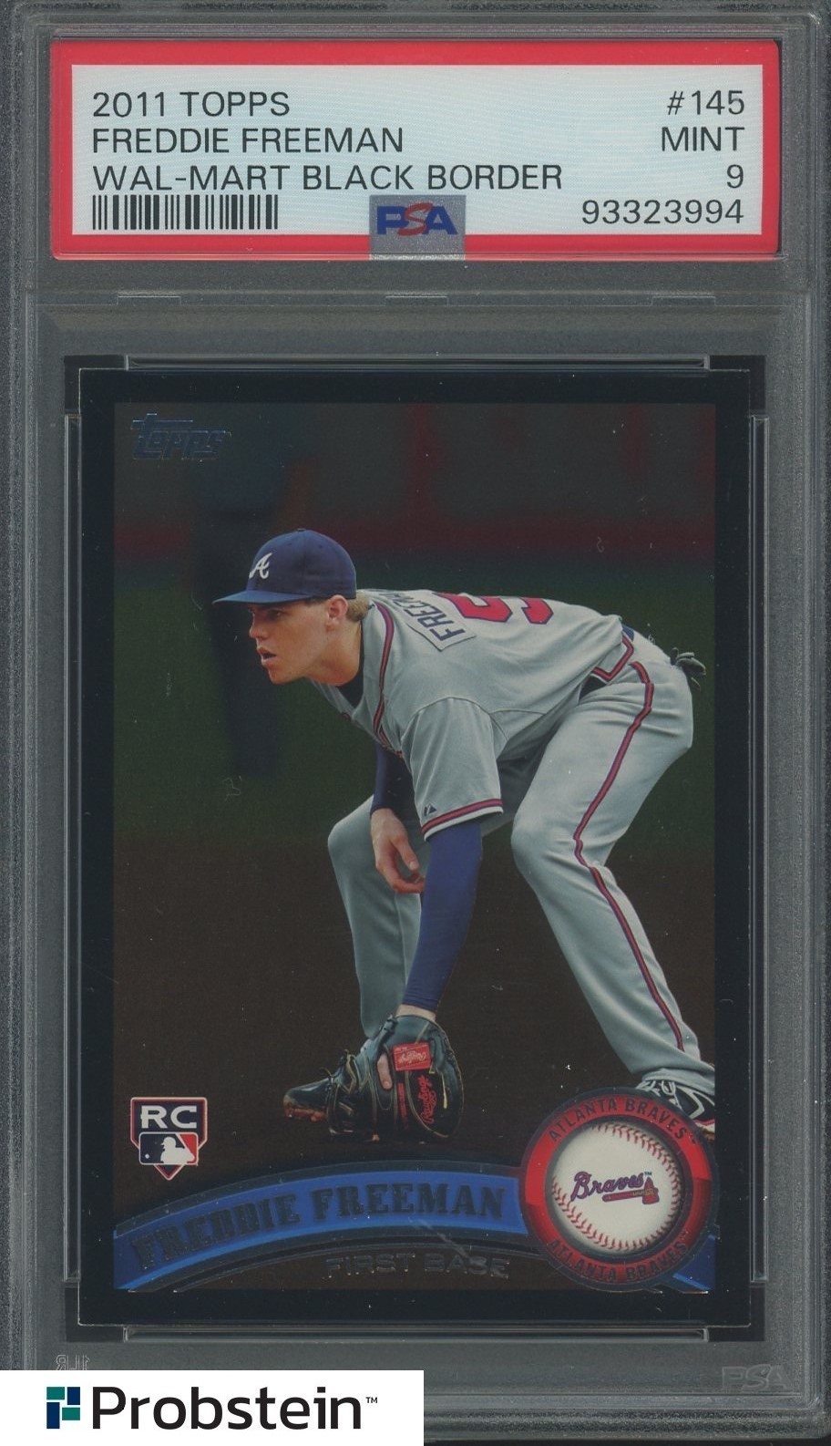 2011 Topps Wal-Mart Black Border #145 Freddie Freeman Braves RC Rookie PSA 9