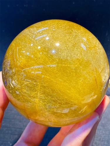 84 mm Oro Natural Cuarzo Rutilado Esfera Cabello Cristal Reiki Bola Reiki Sanación - Imagen 6 de 9