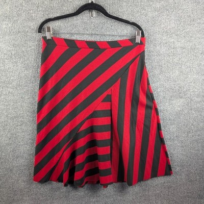 Vintage Wet Seal Skirt L Red Black Stripe Asymmetrical Y2K Goth Freddy Krueger