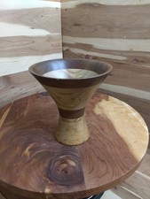 Vintage 2002 Walnut An Ambrosia Maple Handcrafted Pedestal Bowl With Flared Rim