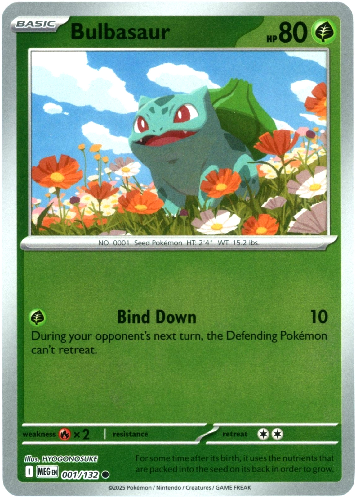 Bulbasaur (Reverse Holo) 001/132 - Mega Evolution - Pokemon - NM/M English