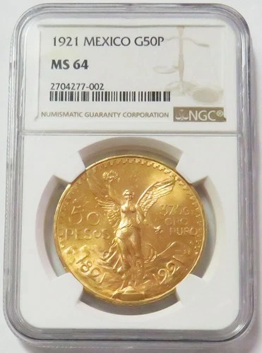Photo of a 1921 Mexico 50 Pesos Gold from an eBay listing that sold on Jul 13, 2026