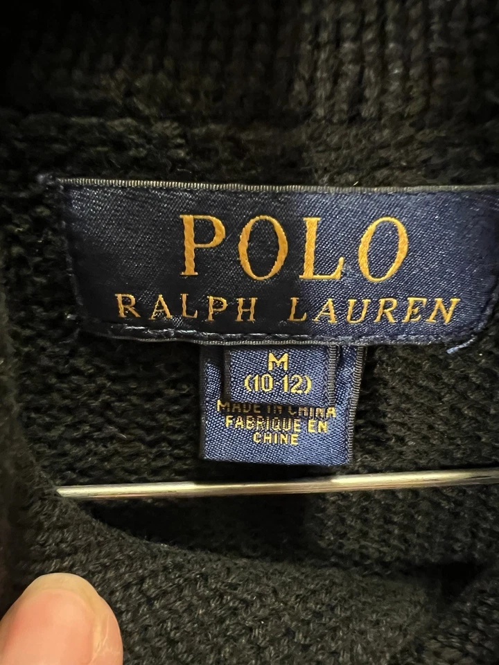Polo Ralph Lauren Cuello Tejido Suéter Chal Negro Rojo Niños Med 10-12 Foto 3 de 4