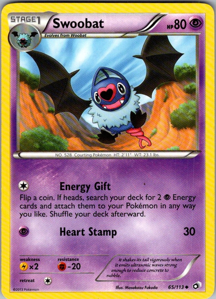 Swoobat Legendary Treasures 65/113 Uncommon Pokemon Near Mint
