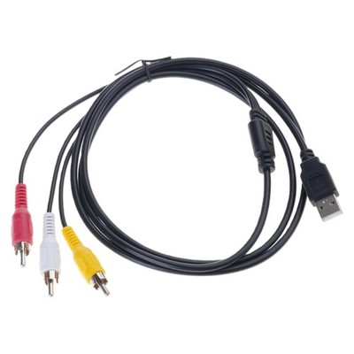 USB Male/Female To 3RCA Male Composite Cable Durability PVC For Home Theater