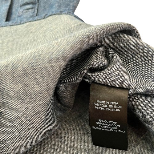 NWT $79 Kenneth Cole Button Up Stretch Shirt Slim Fit Denim Blue Indigo Men's L - Picture 8 of 13