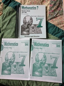 Christian Light Teacher's Guide Mathematics 7   (701-705) plus answer keys