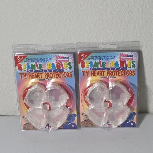 (2) 10 Packs Beanie Babies Official TY Heart Paper Tag Protectors 1999 Vintage