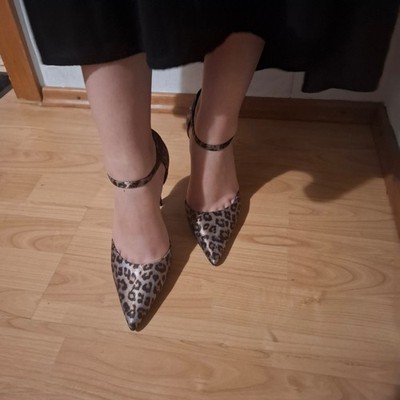 Leopard Ankle Strap Heels Women's Shoes