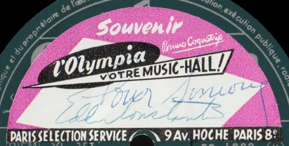 RARE LP 25 cm 1956 d' Eddie CONSTANTINE dédicacé à l'Olympia - Excellent état - Photo 2/4