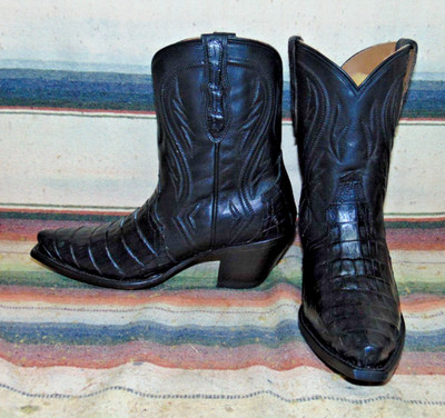 Womens Rujo The Anna Black Caiman / Leather Cowboy Boots 8 M New in Box
