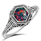 1CT  Red Fire Opal 925 Solid Sterling Silver Filigree Ring Sz 6 F5-8 — photo 1