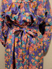 VINTAGE MADE IN ENGLAND PURPLE/PINK FLORAL PURE SILK BELTED BOHO MAXI DRESS SZ M — photo 2