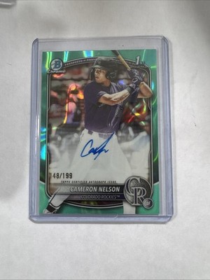 Cameron Nelson 1st Prospect Auto /199 - 2025 Bowman Draft #CPA-CN Aqua Lava