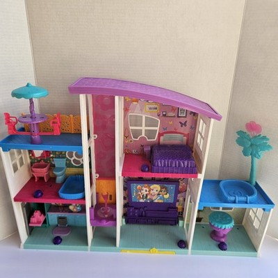 Polly Pocket Poppin' Party Pad Transforming Playhouse W/ Doll & Accessories 