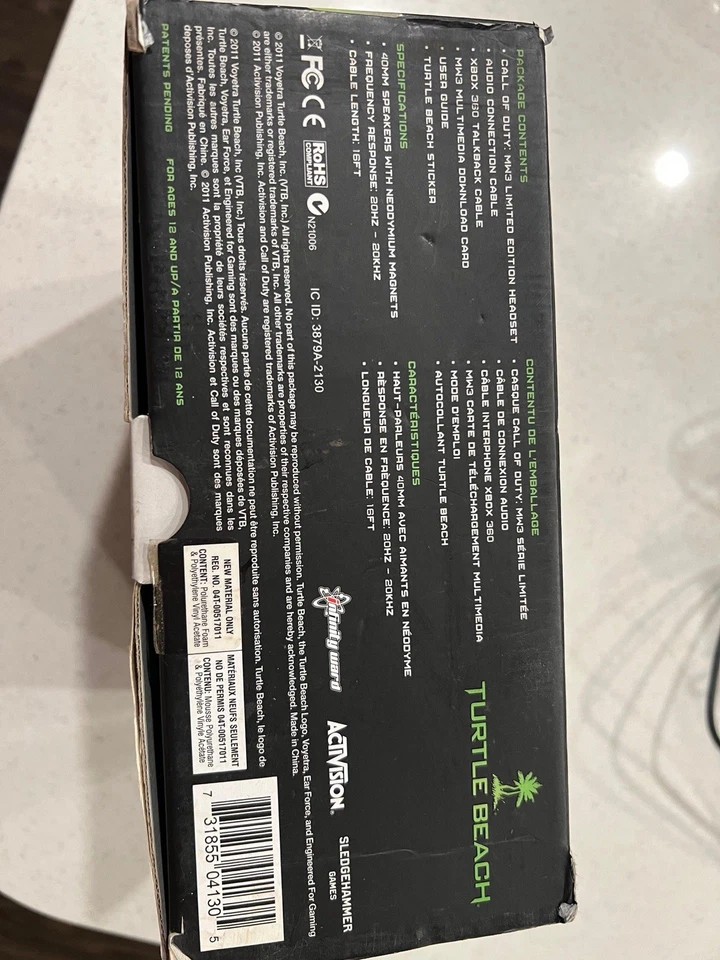 Turtle Beach Call of Duty: MW3 Ear Force Charlie Gaming Headset In Original Box - Image 2 of 4