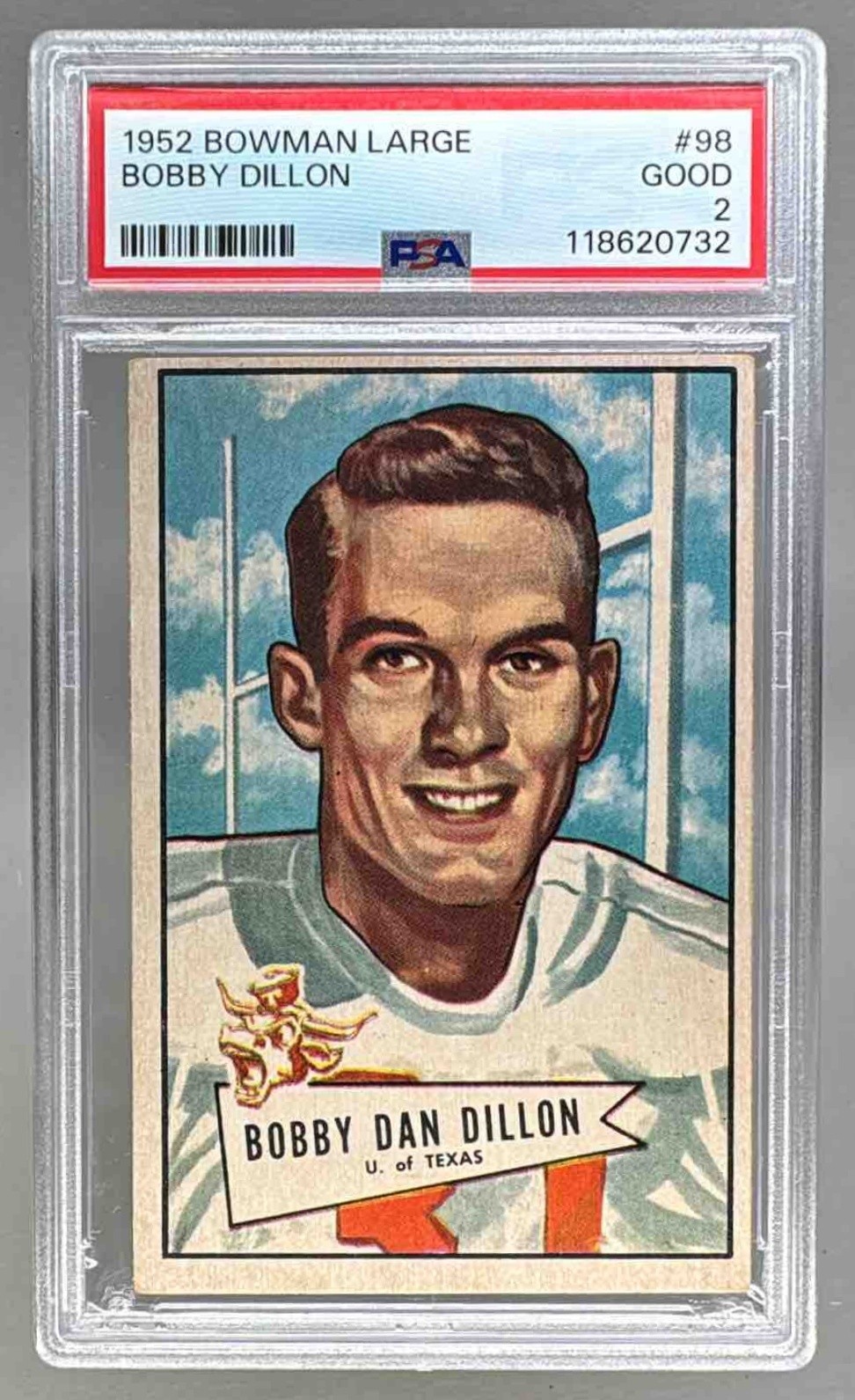 118620732 Bobby Dillon 1952 Bowman Large #98 Rookie RC PSA 2
