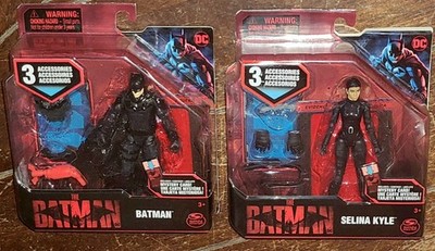 DC The Batman: SELINA KYLE & BATMAN 4'' Figures w/Accessories & Mystery Card!