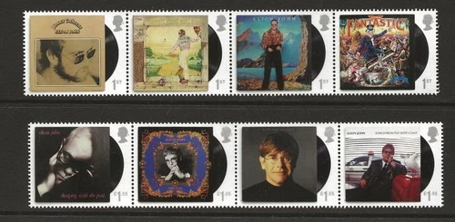 GB 2019 Elton John Album Covers Stamp Strip Set Fine MNH UK P&P Free