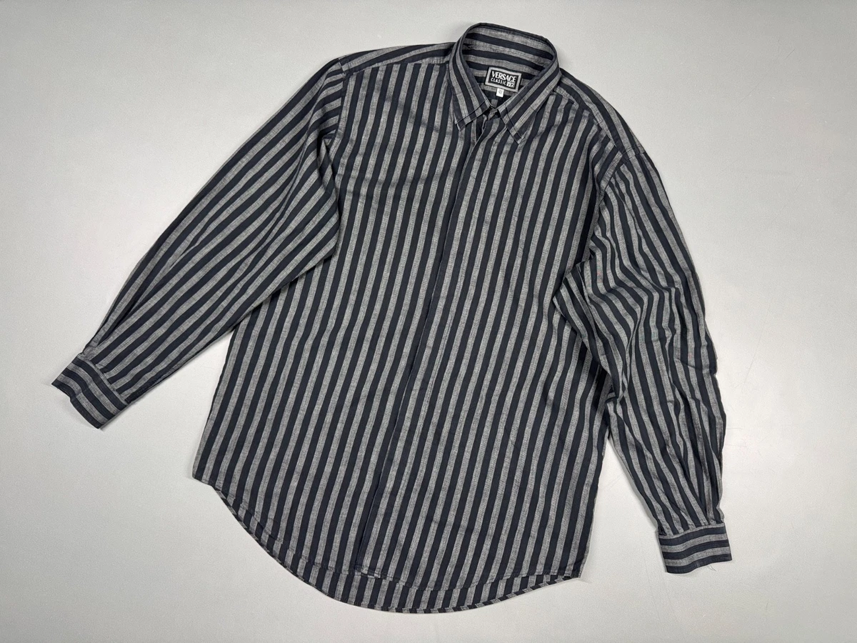 Versace Long Sleeve Striped Casual Button-Down Shirts for Men for