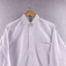 Brooks Brothers Slim Fit Non Iron Striped Dress Shirt Men 15.5 34 White Pink