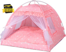 Cat Princess Indoor Tent House - Dog House Indoor/Outdoor Lace Mesh Breathable W