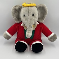Gund Babar the Elephant Plush Vintage 1988 14" Stuffed Animal Red Suit