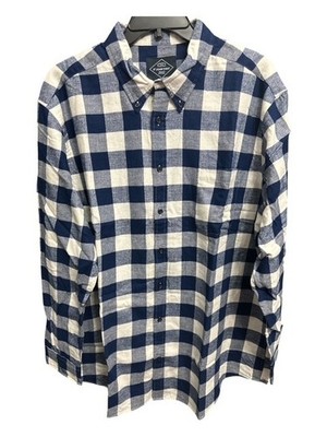 St Johns Bay 3XLT Shirt Navy Blue Checked Pocket Classic Fit Super Soft Flannel