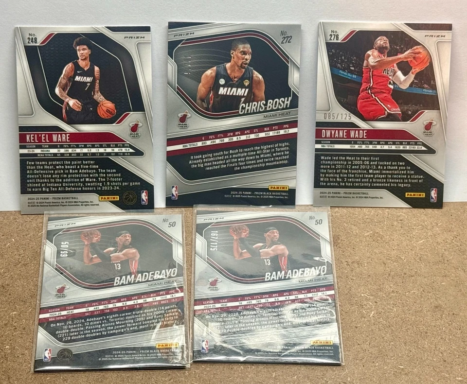 Lote Miami Heat - 2024-25 Panini Prizm Negro Dwyane Wade Chris Bosh Bam Adebayo Foto 2 de 2