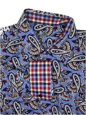 Alan Flusser Paisley Floral Long Sleeve Button Down Shirt Men  s Large Flip Cuff