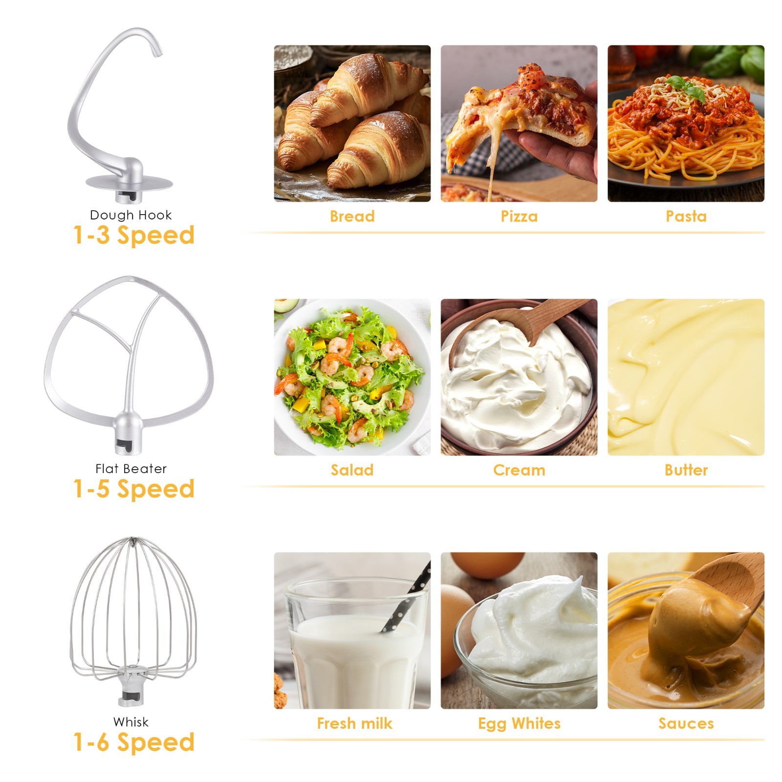 Impastatrice Planetaria Digitale Automatica Robot da Cucina 6LT 1200W Inox-Black foto 3