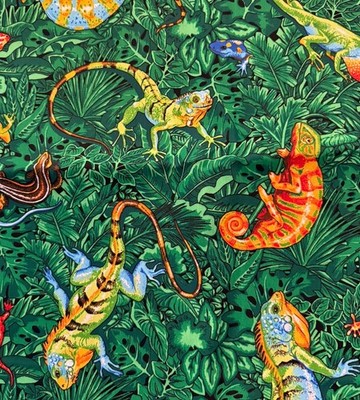 Cranston Fabric Rainforest Lizard Gecko Salamander Reptiles 44  W x BTY