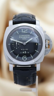 Panerai Luminor 1950 GMT 8 Days 44mm Handaufzug PAM00233 Original Papiere + Bo
