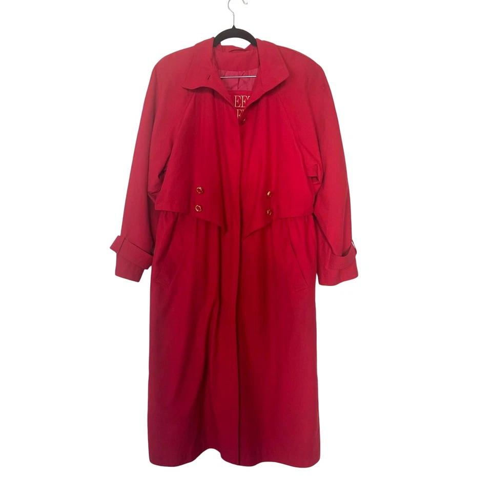 Gabardina Fleet Street roja para mujer 10P vintage abrigo largo abrigo ropa exterior Foto 2 de 4