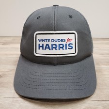 White Dudes For Harris Hat Cap Snapback Gray Classic Caps Trucker OS USA Made