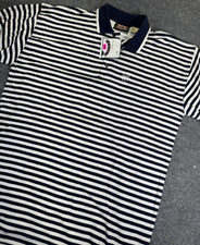 VTG Y2K Reebok Golf Polo Shirt Mens XL Navy Striped Cotton NWT NOS