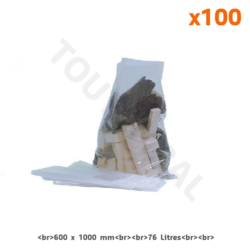 Sac à gravats en plastique 130 µ 60 x 1000 cm pour chantier lot de 100