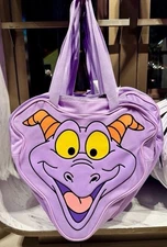 Walt Disney World Parks Figment Dragon Face Head Purple Large Canvas Tote Bag