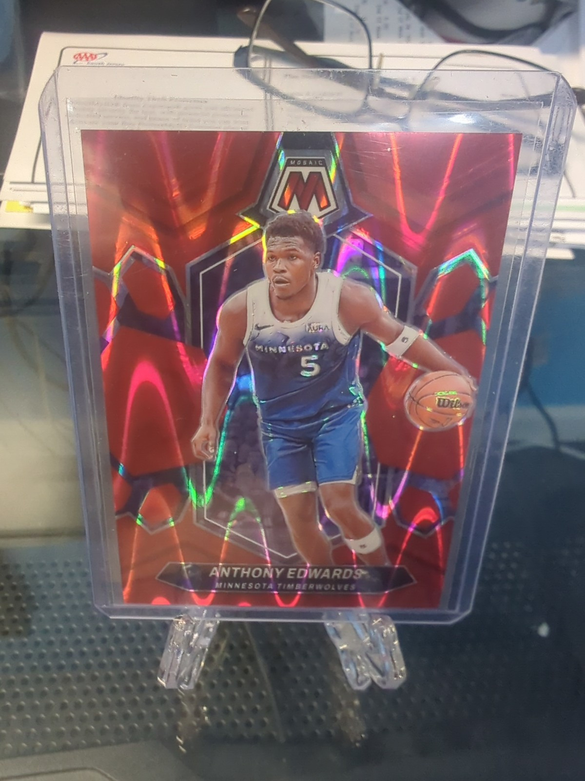 2023 Mosaic Anthony Edwards Red Ray Wave Refractor /299 #33 Timberwolves
