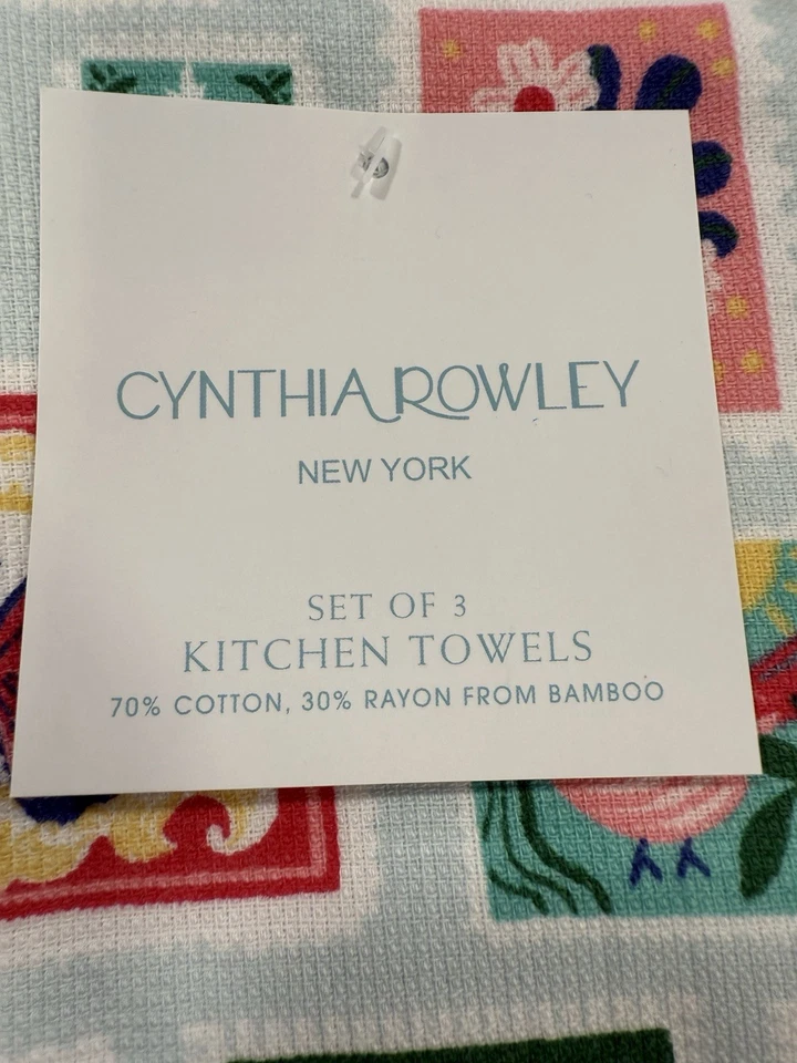 Toallas de cocina Cynthia Rowley estampillas de verano flores jardín insectos naturaleza 3 piezas Foto 3 de 3