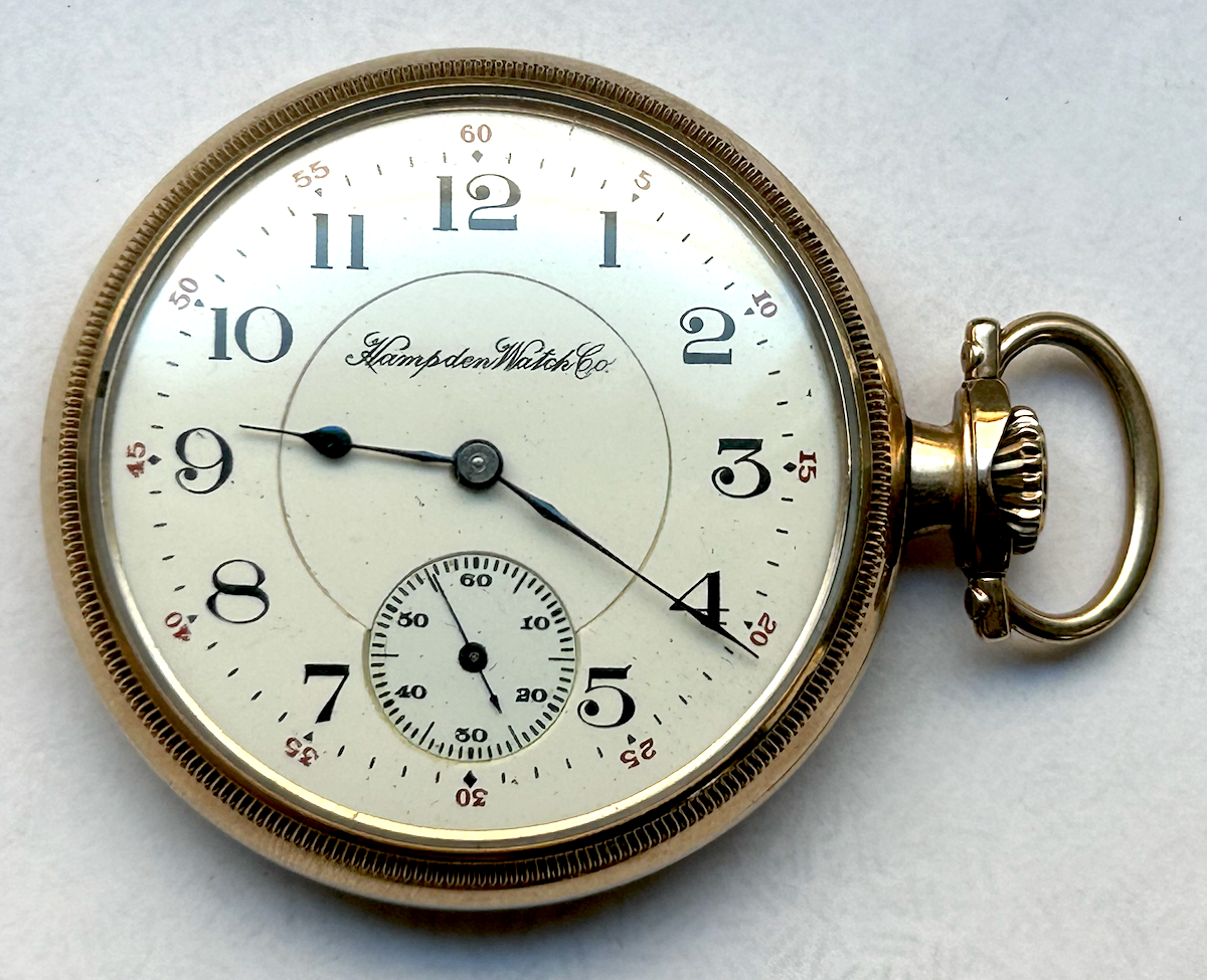 HAMPDEN WATCH Co POCKET WATCH - SIZE 56 mm - WORKING, KEEPING TIME